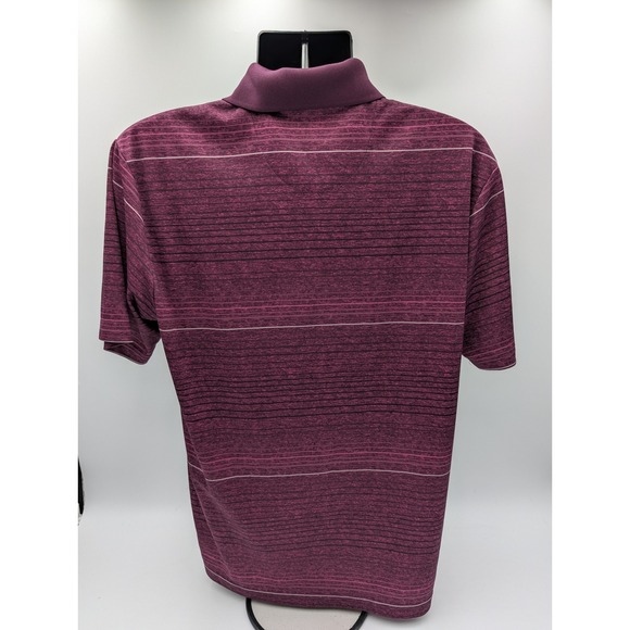 PG Tour Mens Medium Burgundy‎ Striped Golf Polo Shirt M - Picture 6 of 13